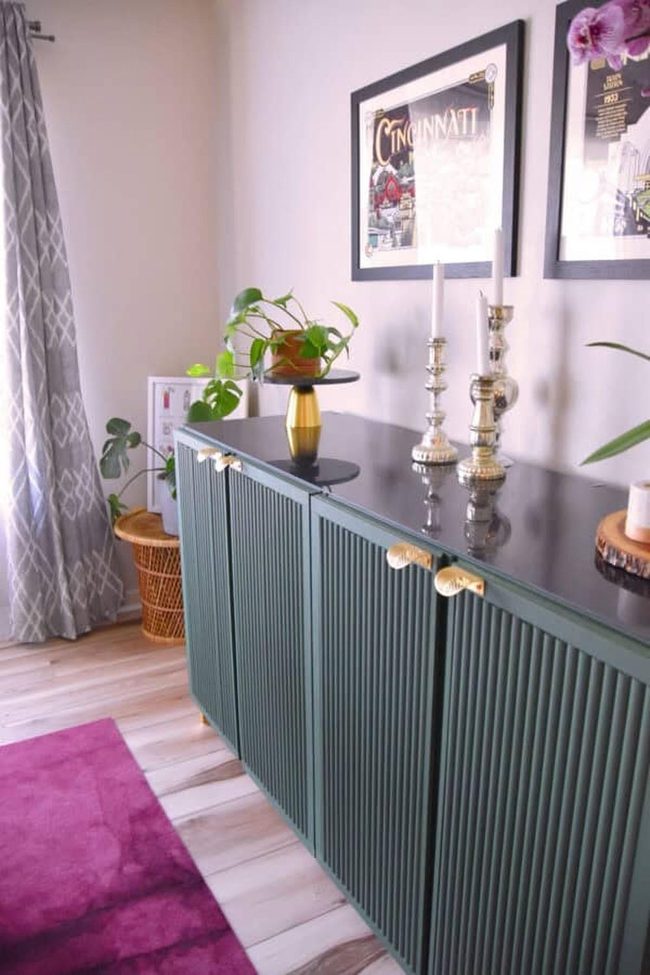 Dark Green Fluted Sideboard