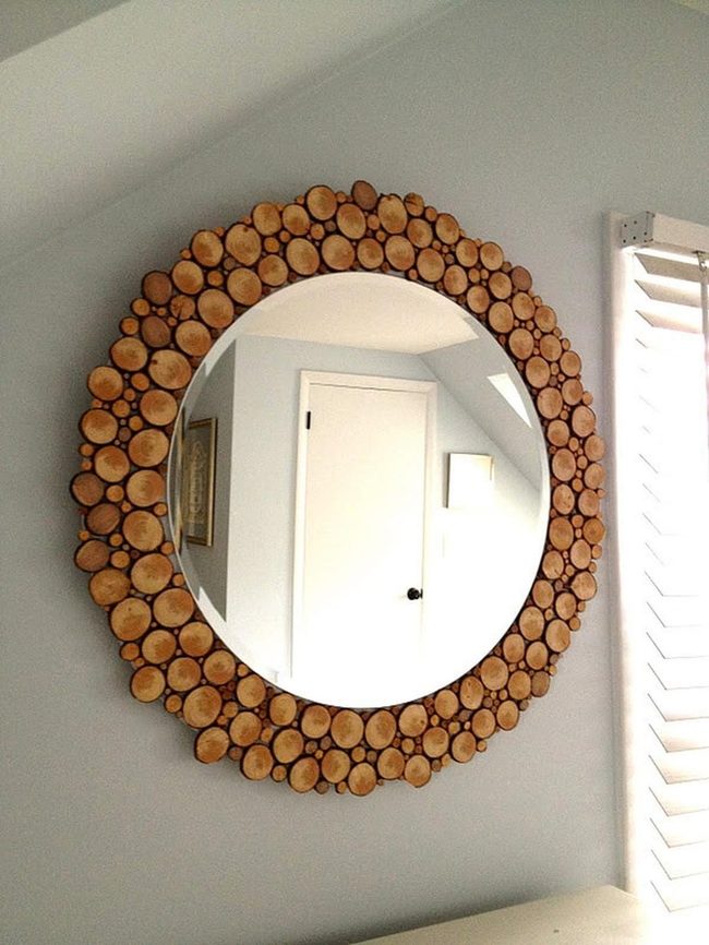 Wood Slice Mirror Frame