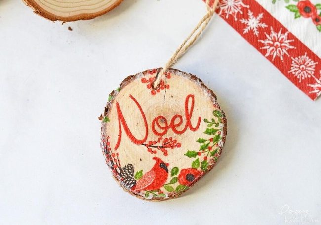 Wood Slices With Napkin Transfers