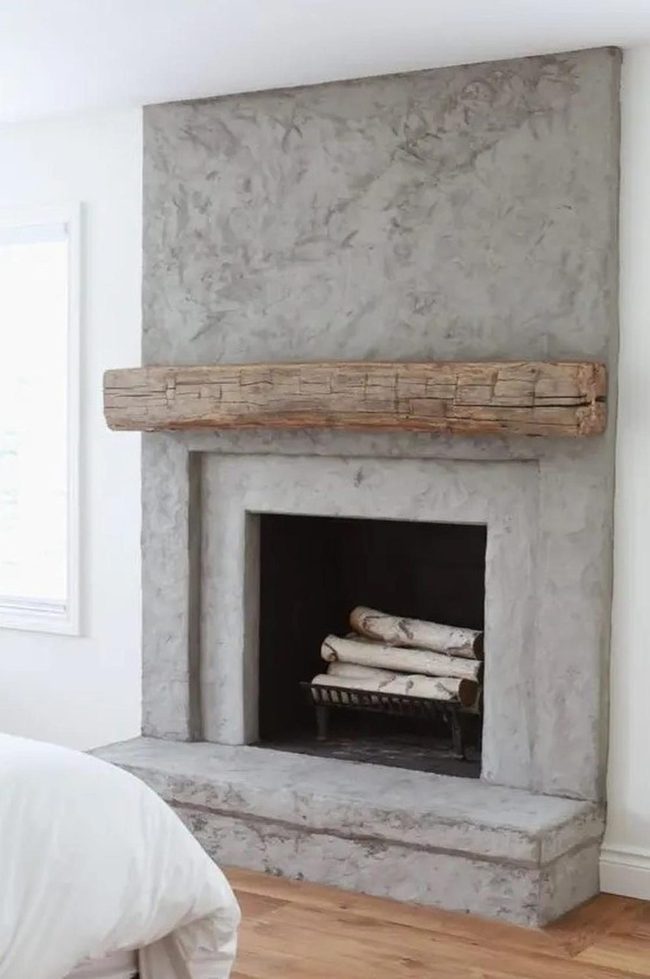 Gray Stone Fireplace Centerpiece