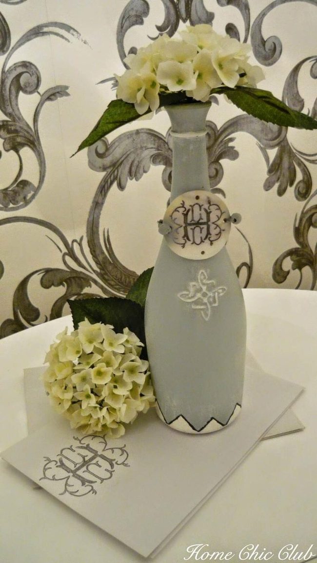 Hand-Painted Wine Bottle Centerpieces