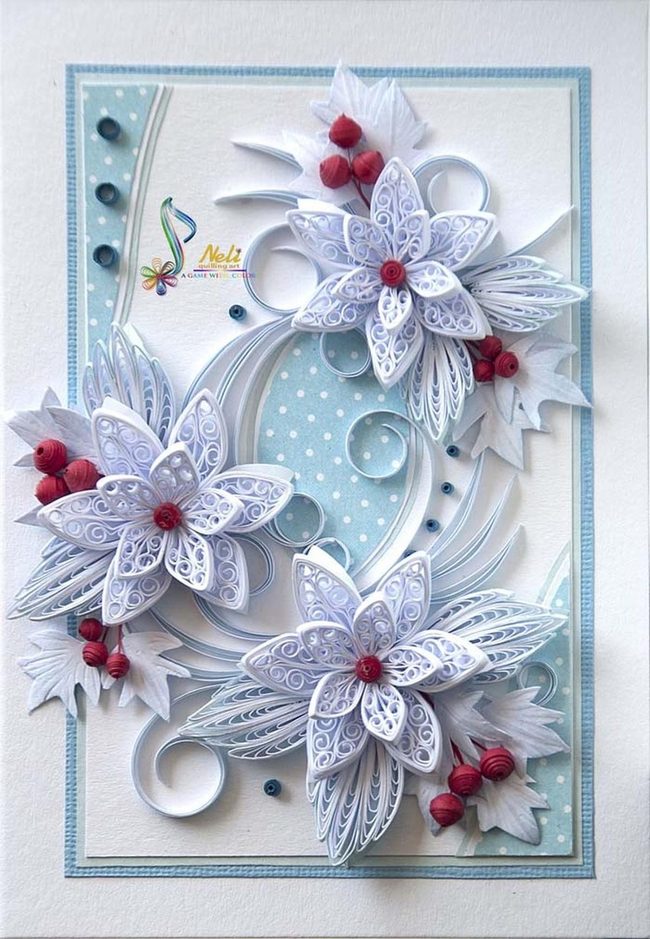 White Spirals On Cerulean Red