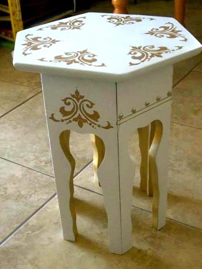White Hexagon Gold Accents