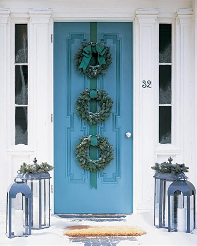 Blue Door Winter Entrance