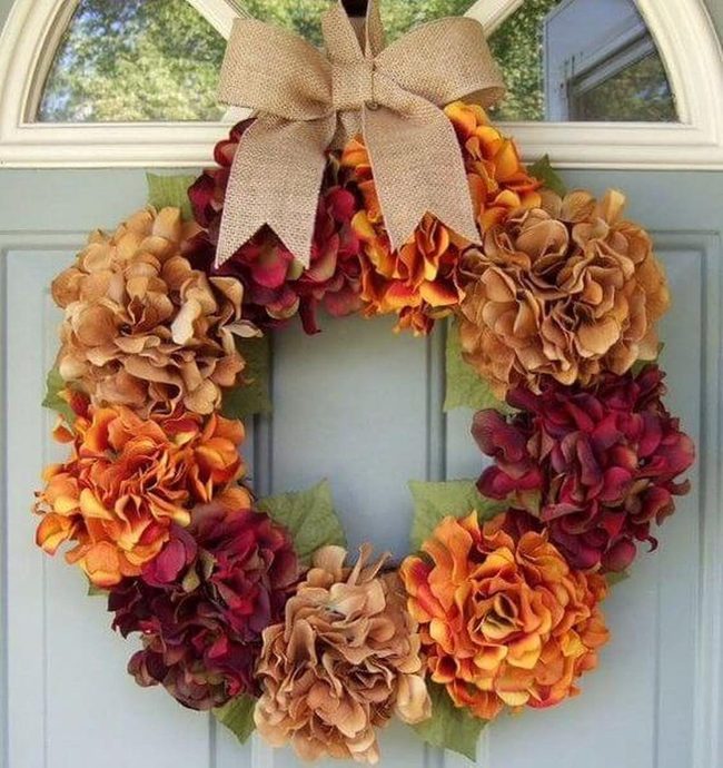Autumn Hydrangea Burlap Wreath