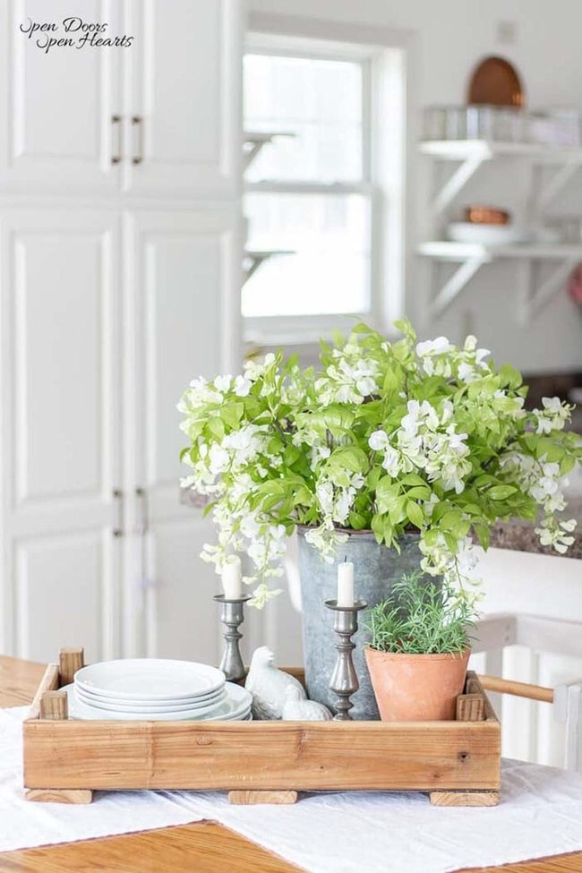 Sanded Wood Farmhouse Serving Tray
