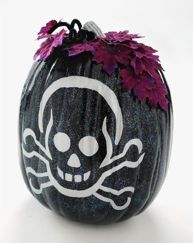 Dark Glitter Skull Pumpkins