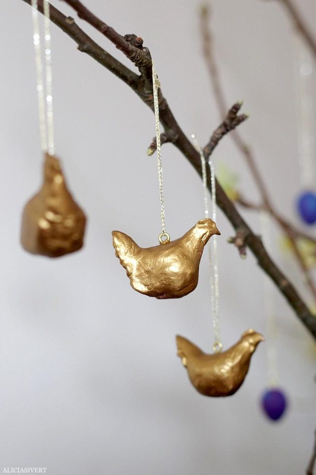 Golden Birds On Natural Branches