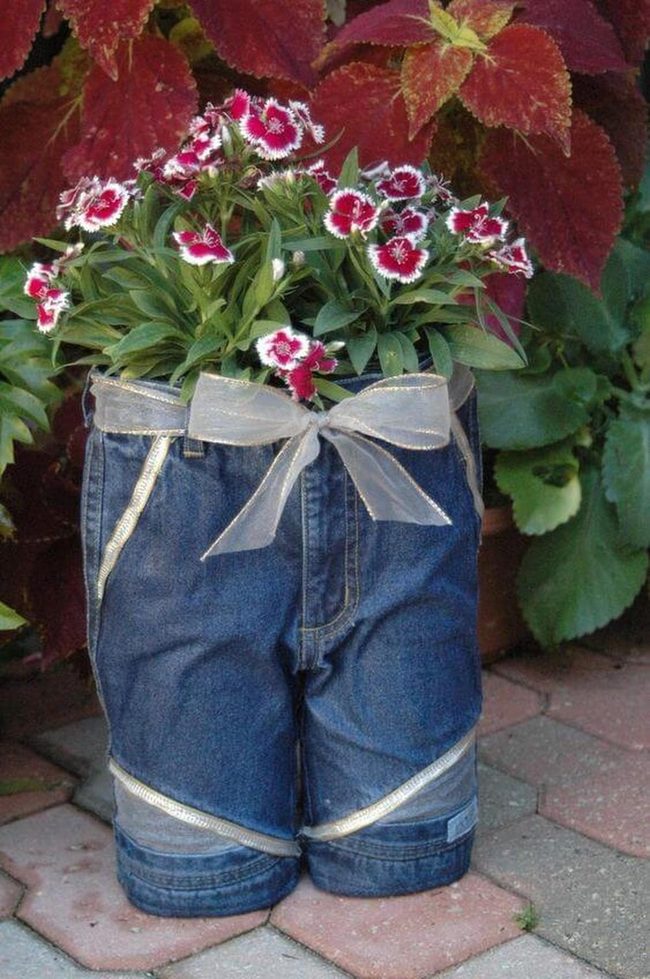 Blue Denim Flower Pots