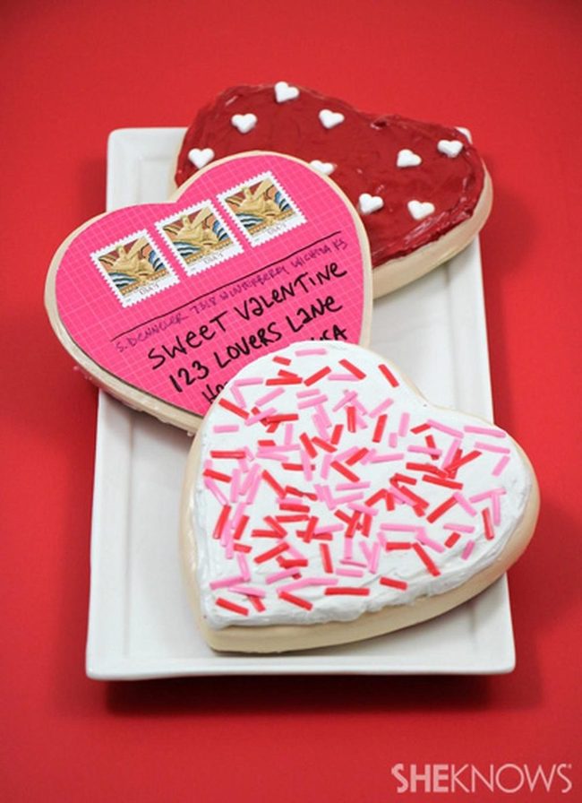 Pink Heart Cookies Red Icing