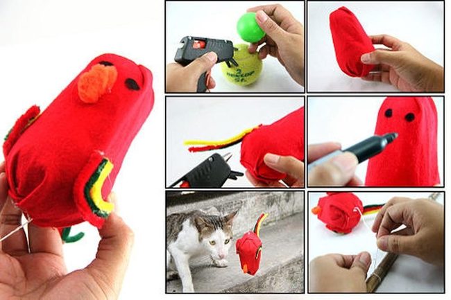 Red Fabric Bird With Felt Wings