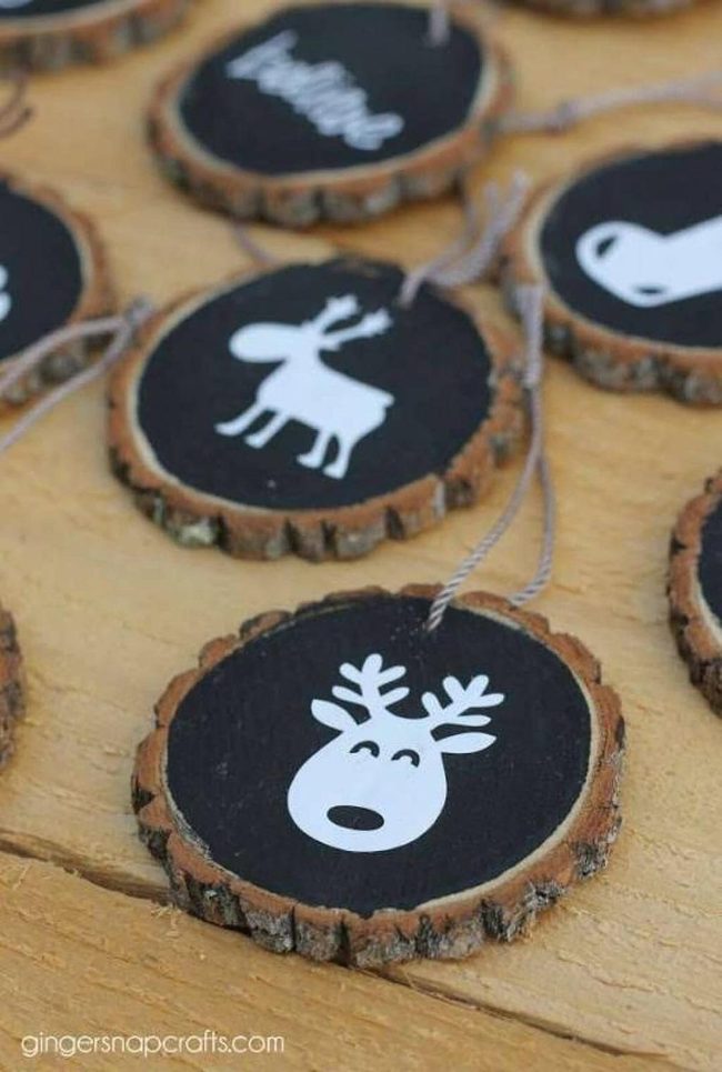 Black And Natural Wood Ornaments