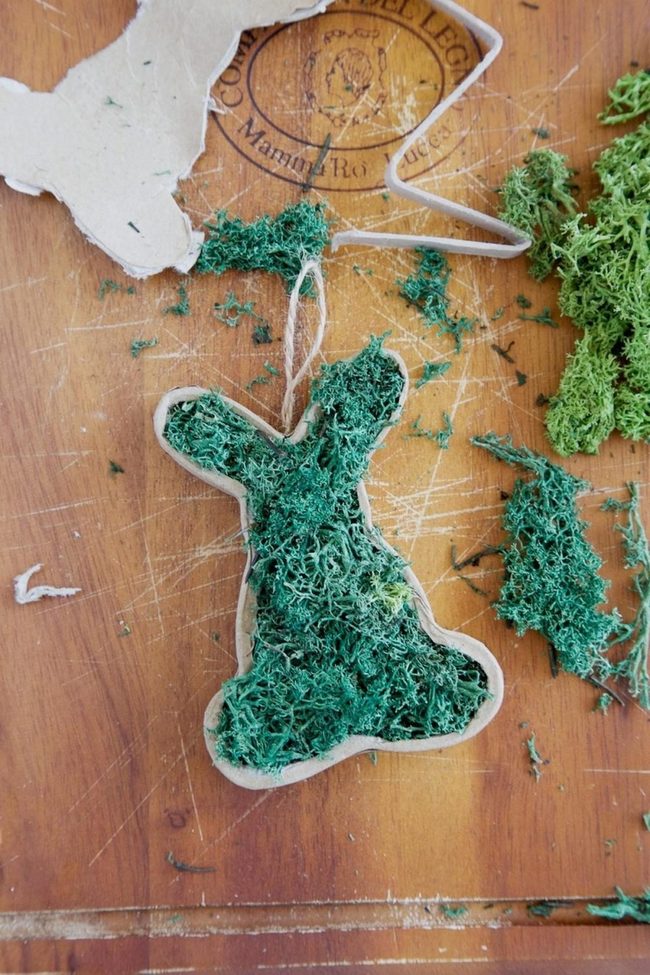 Cardboard Bunnies With Green Moss