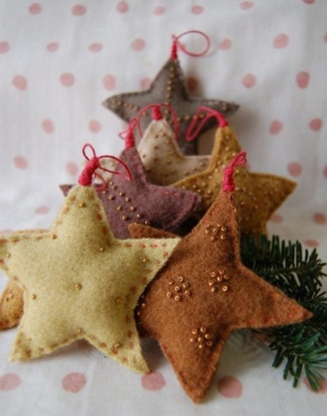 Handcrafted Felt Stars Pink Dots