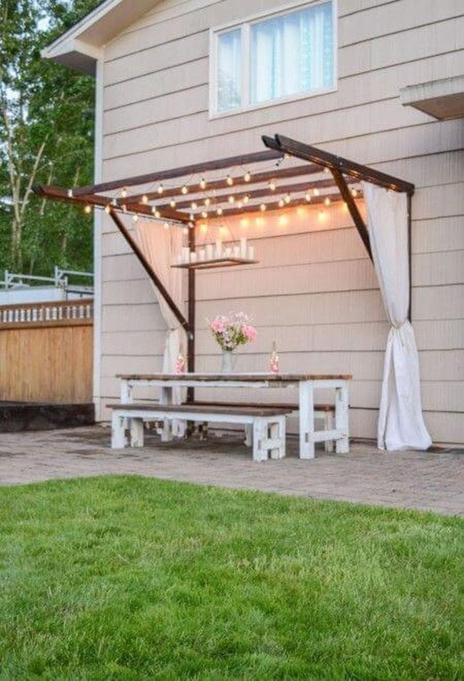 Pallet Dining Under Fabric Canopy