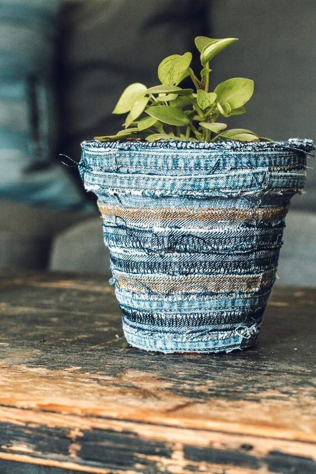 Denim Fabric Plant Containers