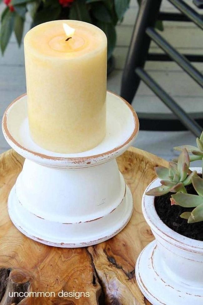 Inverted Clay Candle Holders