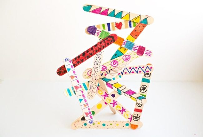 Stacked Wooden Sticks Burst Color