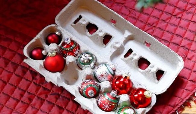 Egg Carton Ornament Storage
