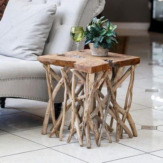 Natural Wood Branch Table