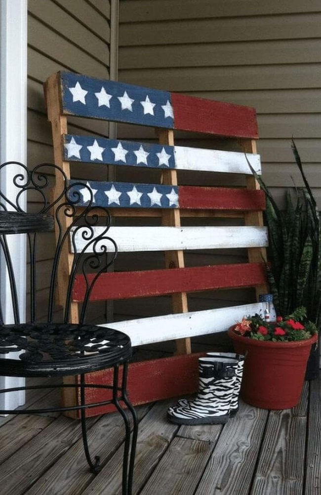 Weathered Wooden Patriotic Flag