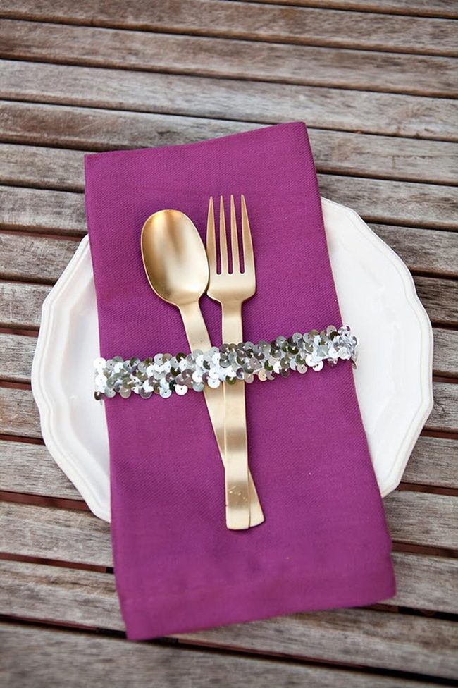 Gold Utensils Purple Elegance