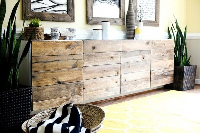 Warm Wood Cabinet Golden Walls