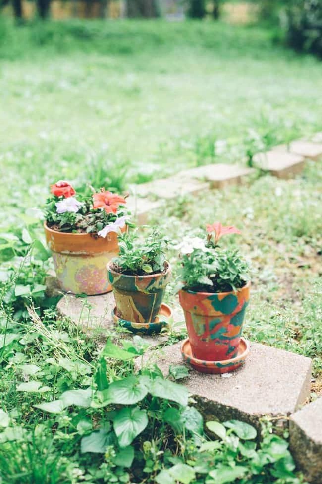 Marbled Nail Polish Planters
