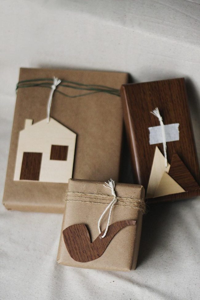 Wooden Cutouts On Brown Kraft