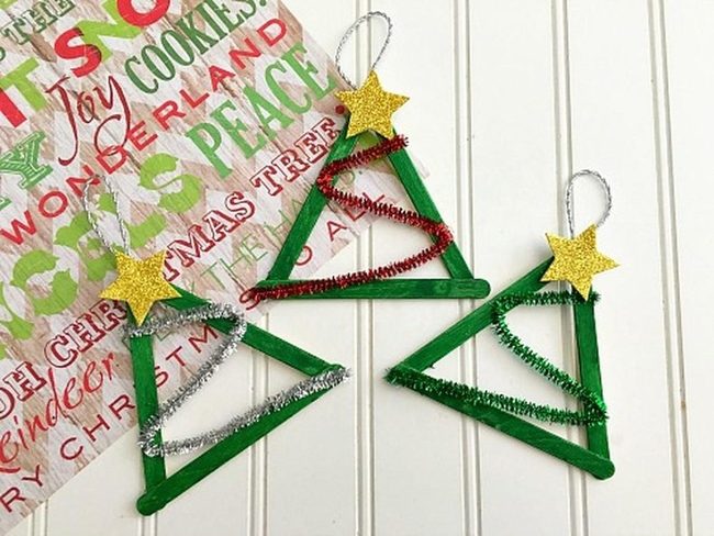 Wooden Trees With Glittery Pipe Cleaners