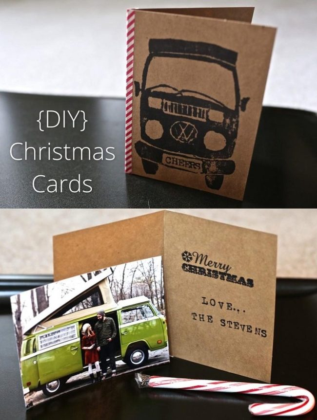 Brown Paper Camper Van Christmas