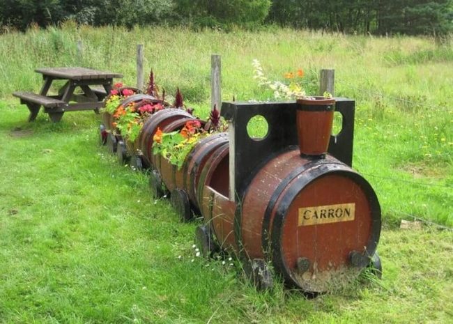Blooming Barrel Train Garden