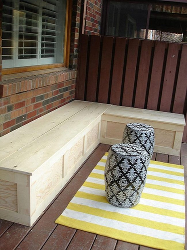 Light Wood Bench With Brick Warmth