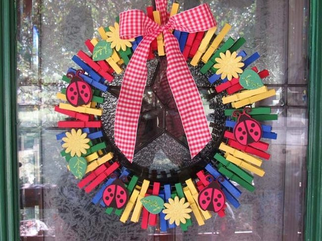 Colorful Clothespin Dollar Wreath