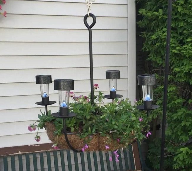 Chandelier Planter With Solar Glow
