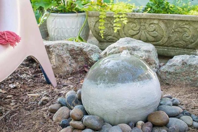 Concrete Sphere Water Feature
