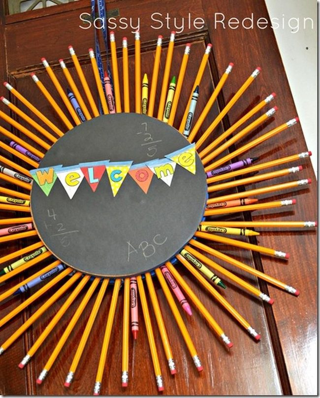 Yellow Pencil Blackboard Wreath