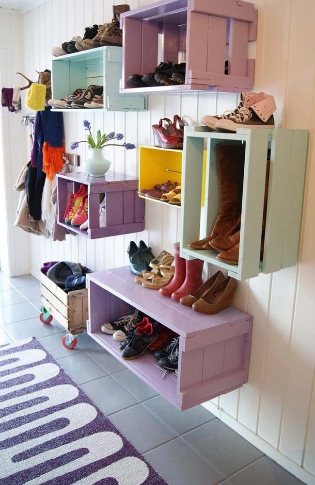 Painted Wood Crate Storage