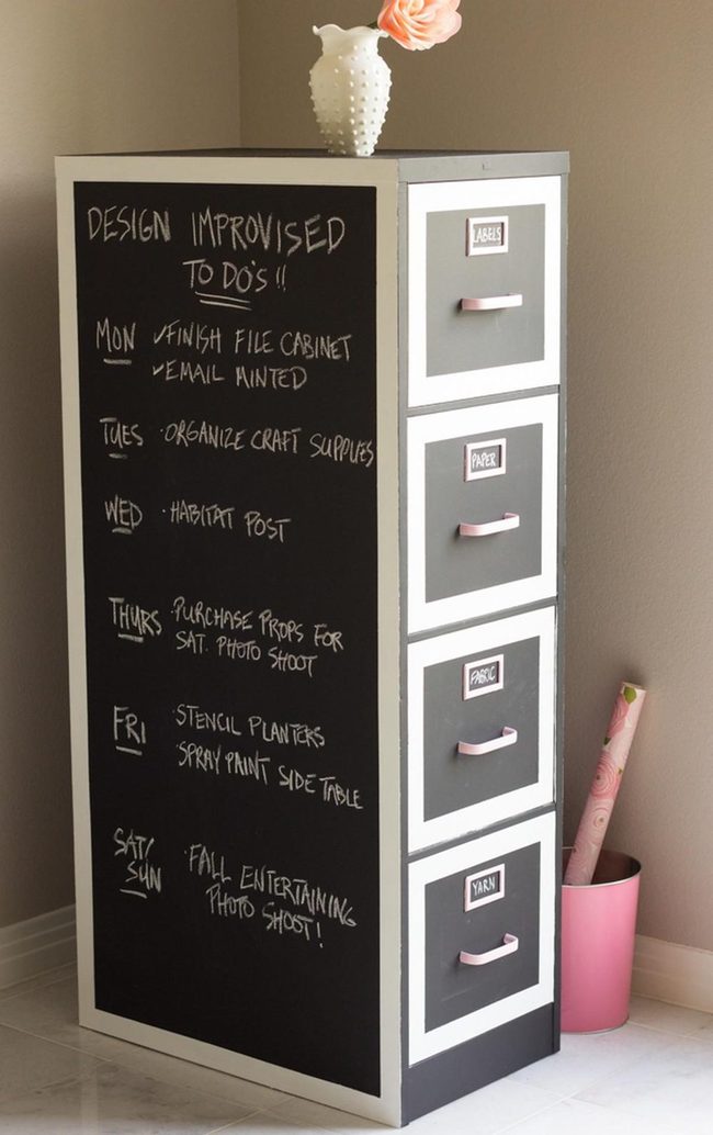 Pink-Handled Chalkboard Storage Towers