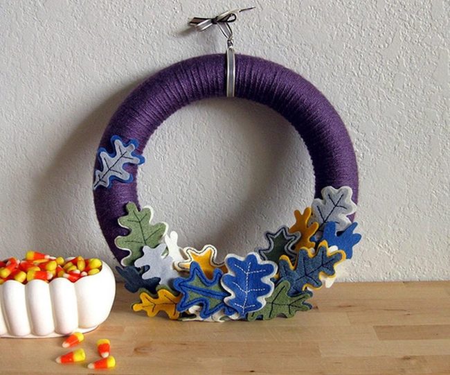 Purple Yarn Autumn Wreath