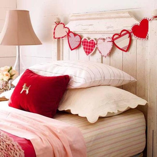 Red Hearts On White Wood