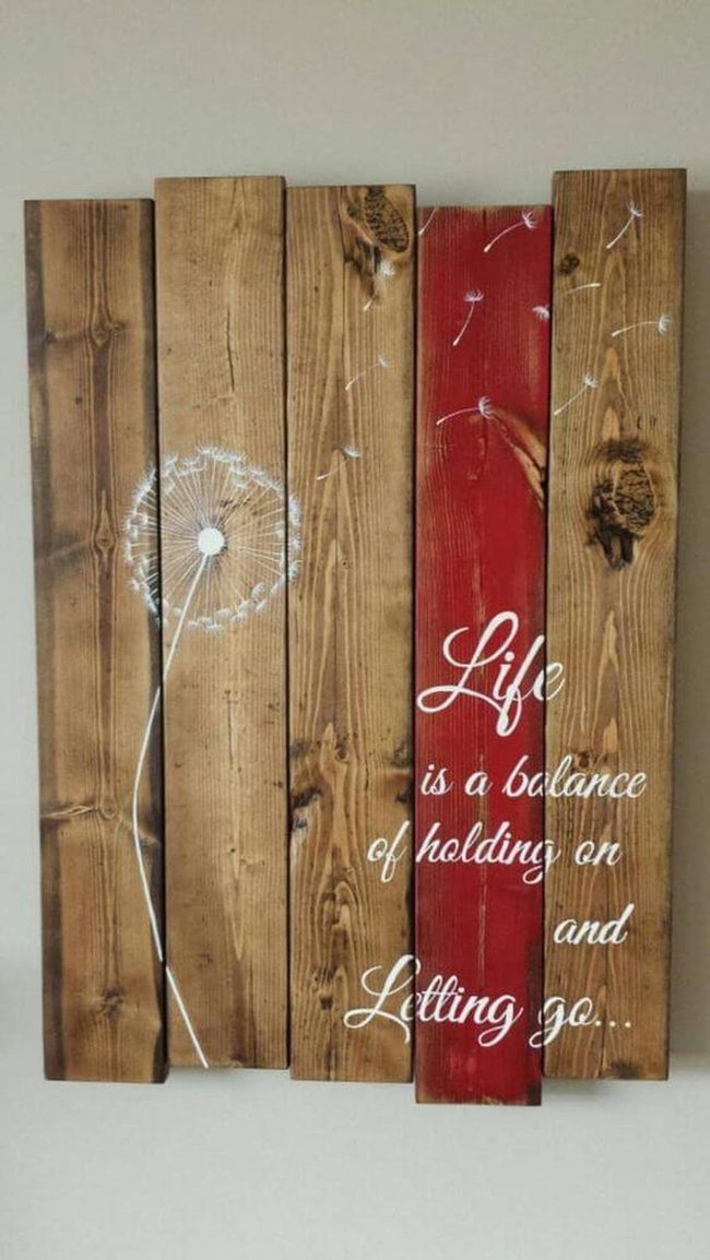 Wooden Dandelion With Red Accent
