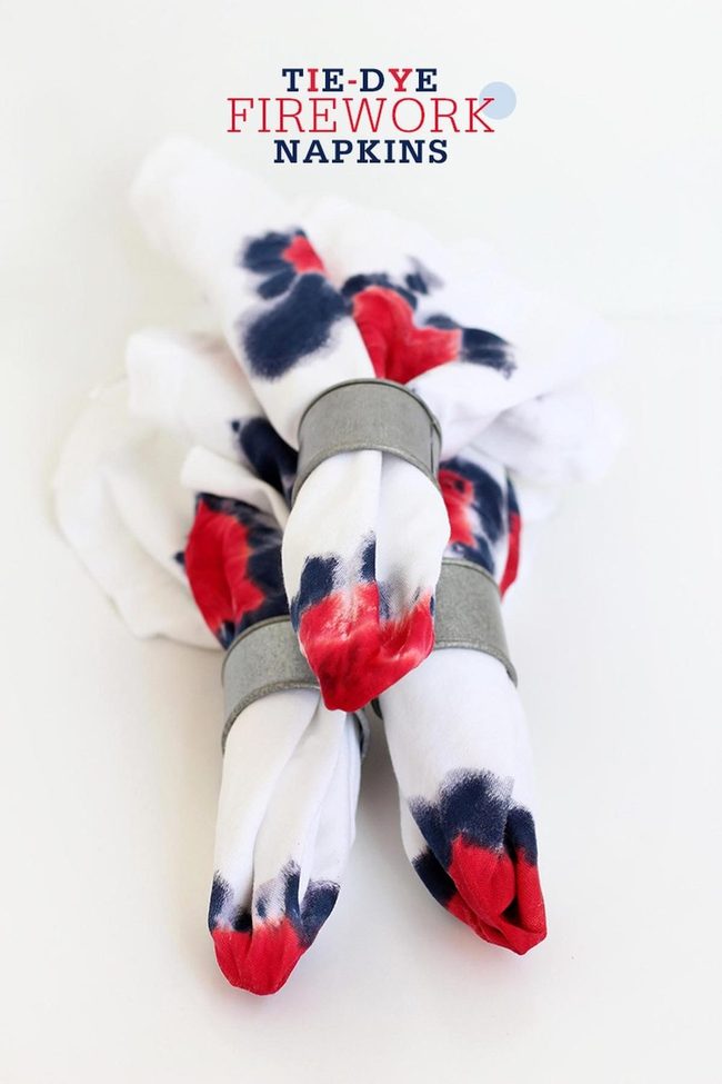 Red And Navy Tie-Dye Napkins