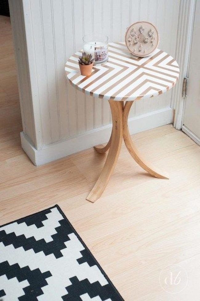 Striped White Wood Table