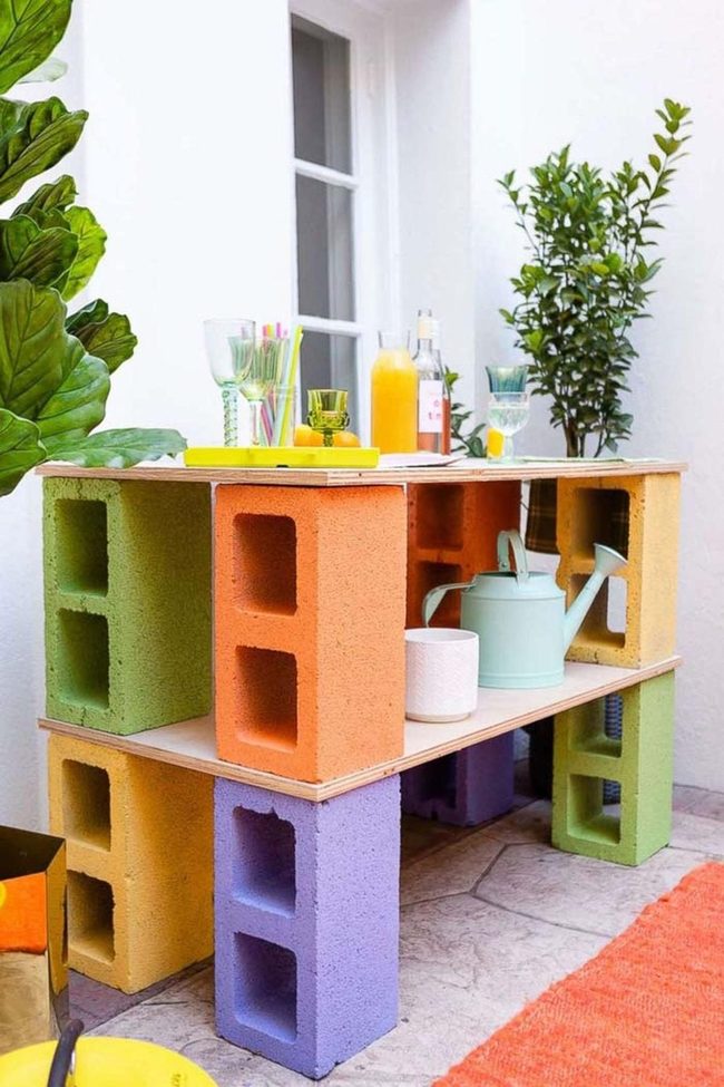 Stacked Color Block Patio Table