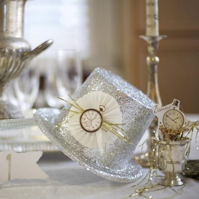 Silver Sparkle Clock Table