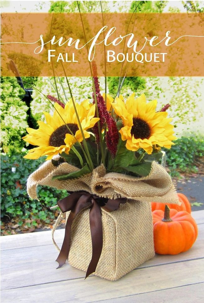 Golden Sunflowers Burlap Bundle