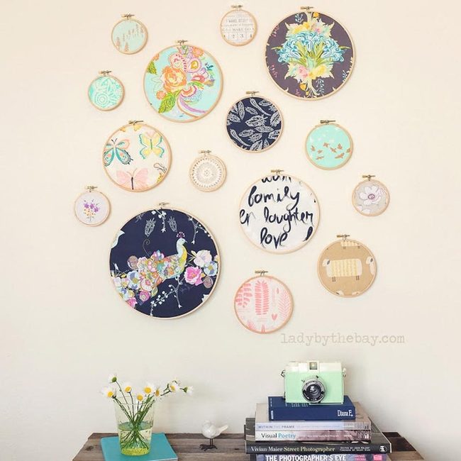 Colorful Embroidery Hoops Wall Art