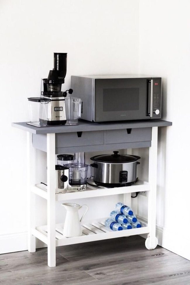 Dark Gray Kitchen Cart, White Minimalism