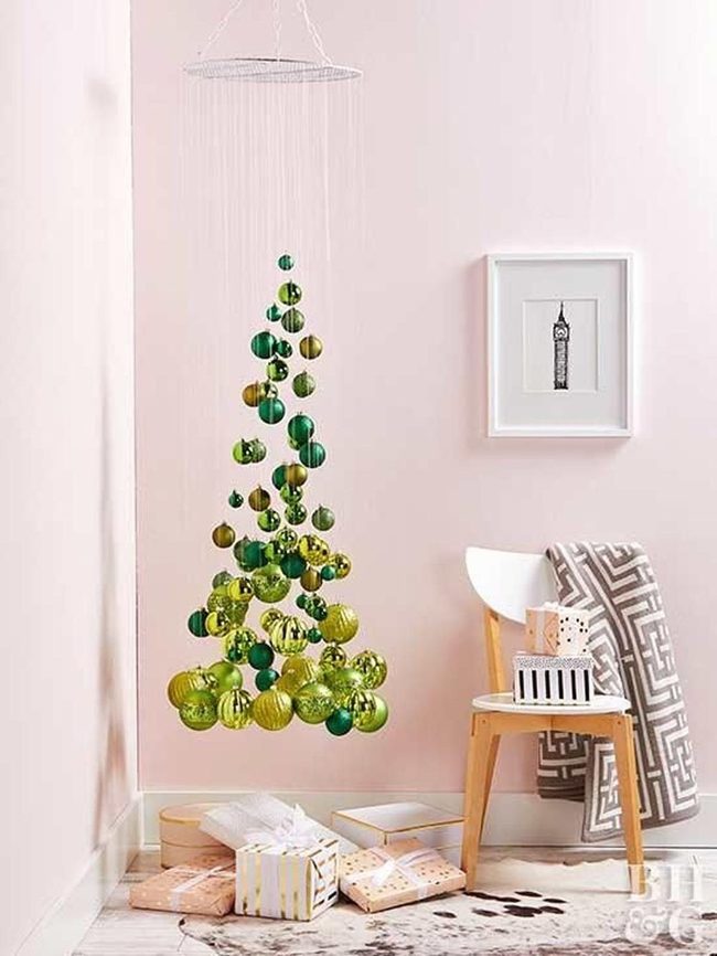 Green And Gold Ornaments Pink Wall